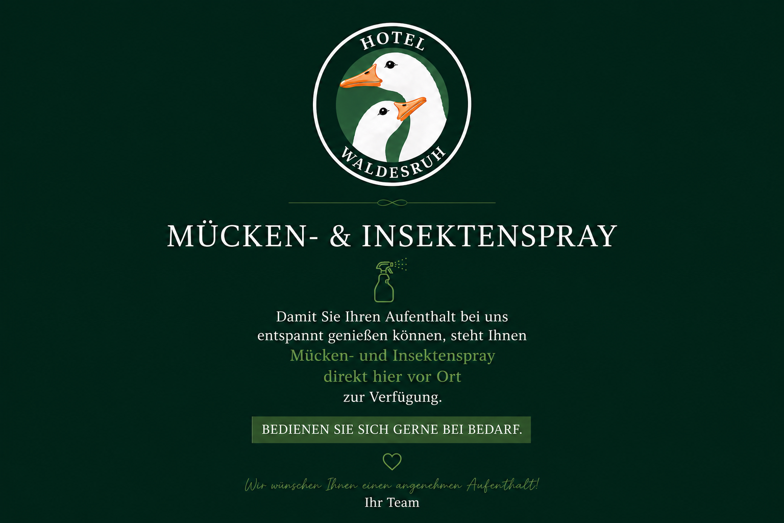 Mücken- und Insektenspray im Hotel Waldesruh verfügbar